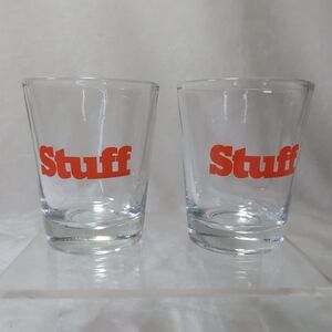 Stuff Magazine Shot Glass Set of 2 VTG Glasses 1 oz